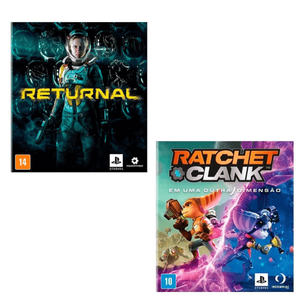 Sony Console PlayStation 5 Digital Slim Branco 1TB Returnal e Ratchet e Clank Controle Sem Fio Dualsense Branco